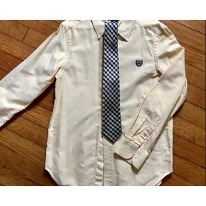 Chaps yellow button down 14/16 boys, Gold Coast Navy & Yellow gingham tie